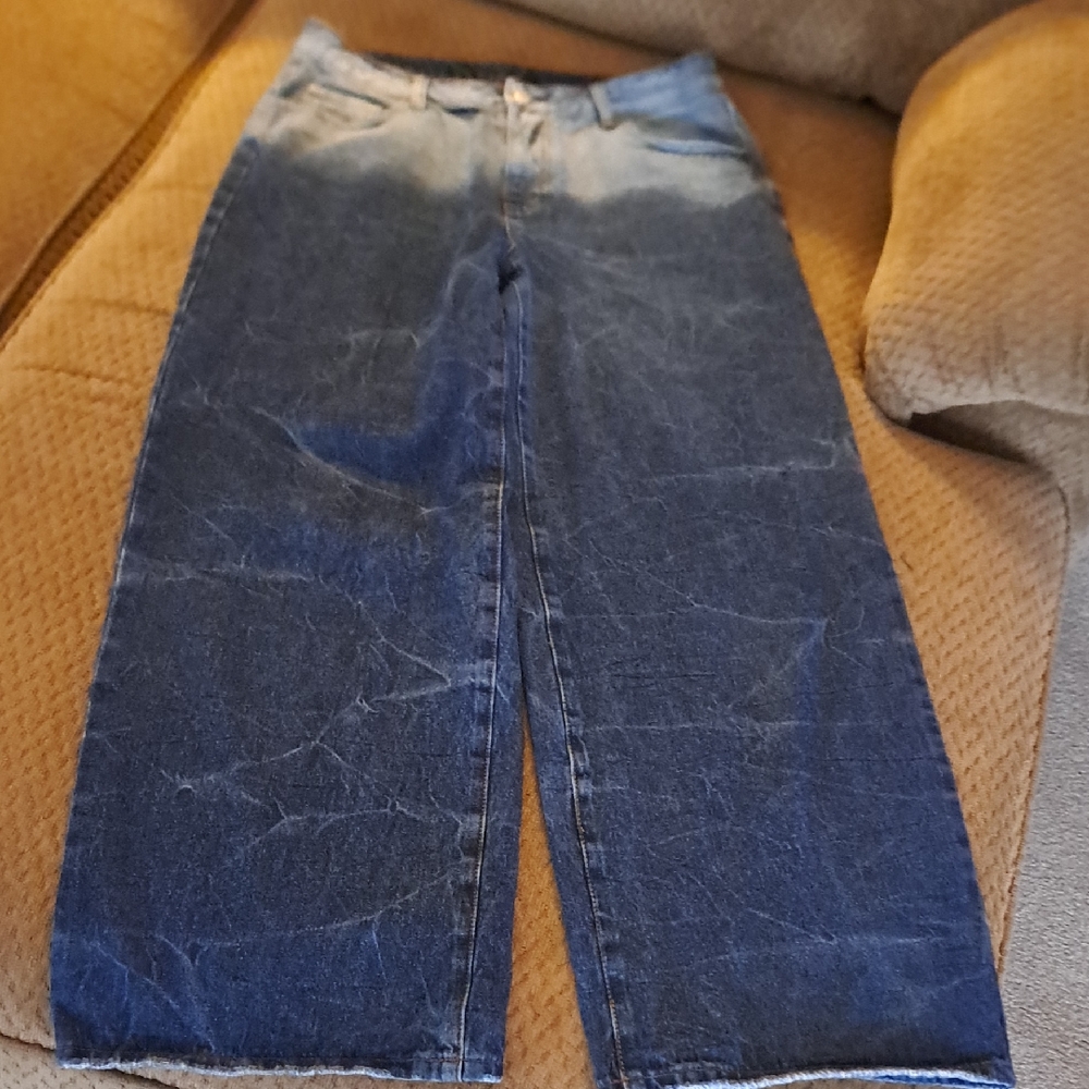 Womens Cider Wide Leg Bleach Top Jeans Size: XL